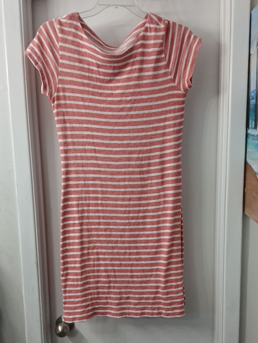 Vineyard Vines Coral and White Striped Knit Top